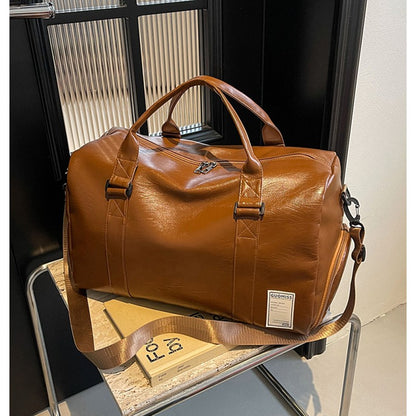 Fashion Women'S Travel Totes Duffle PU Leather Gym Sports Fitness Casual Luggage Handbag Shoes Pocket Shoulder Weekend Bag