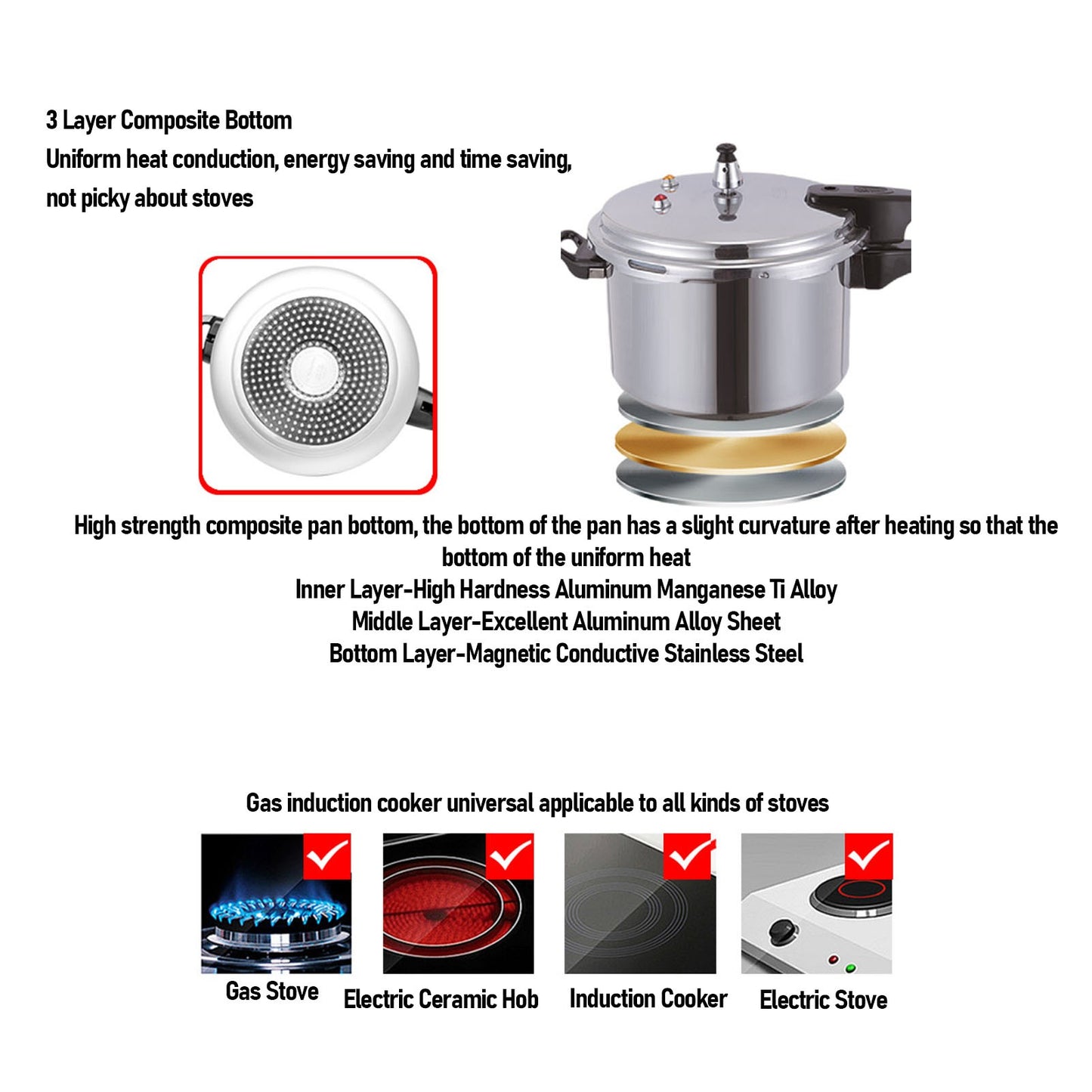 Pressure Cooker Aluminium Alloy Explosion Proof Large Capacity Pressure Canning Pot Cooker Pressure Cooker Pot Pressure Canner