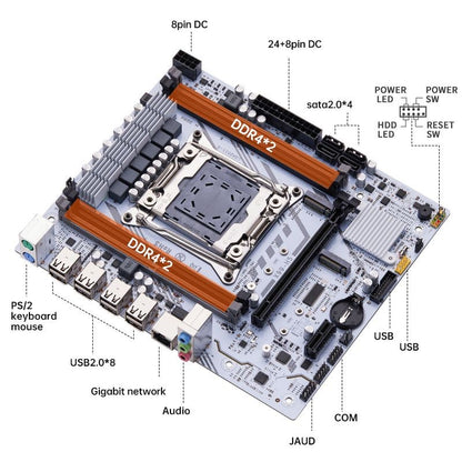 QIYIDA X99 Motherboard Set Kit With LGA2011-3 Xeon E5 2630 V4 CPU DDR4 16GB REG ECC memory PCI 16x NVME M.2 SATA x99 H5
