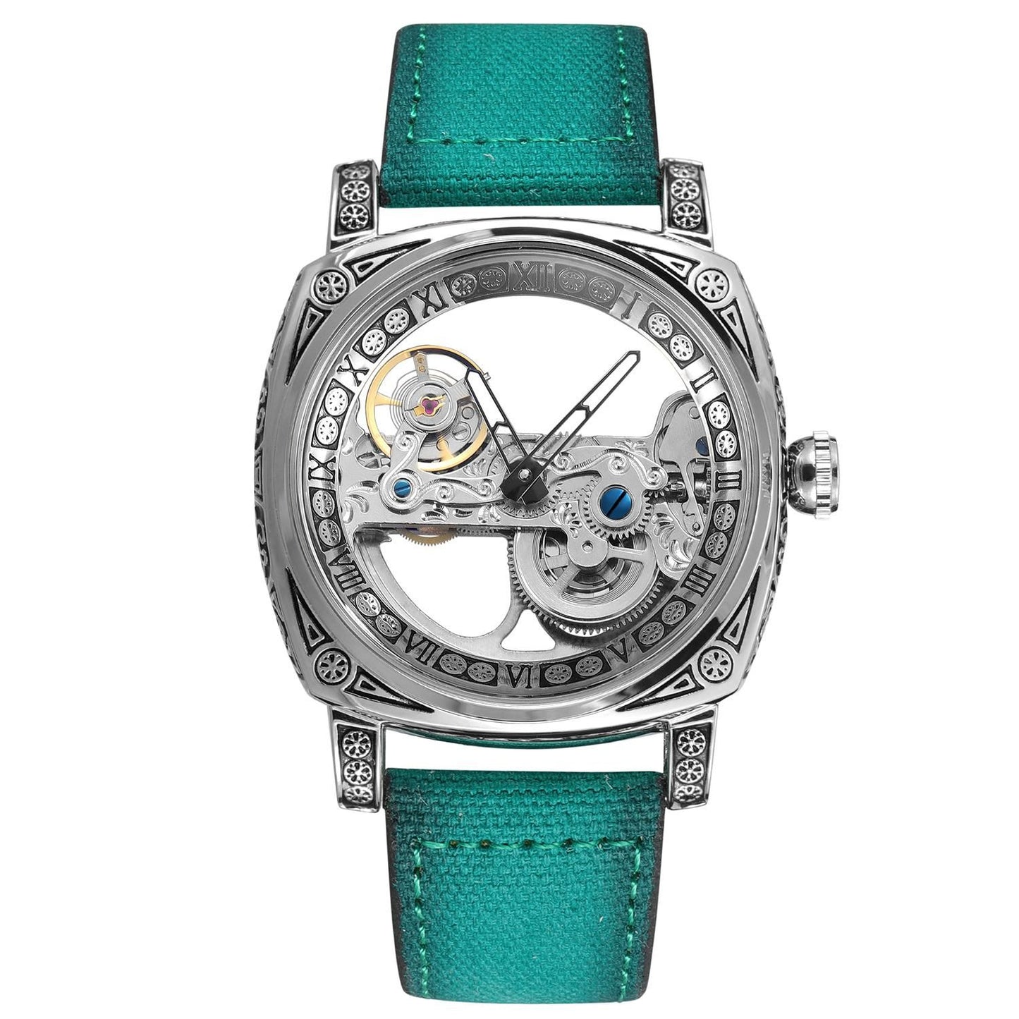 FORSINING High-end Luxury Gold Skeleton Mechanical Man Watch Automatic Movement Clock Stainless Steel Male Bronze Wrist Watches