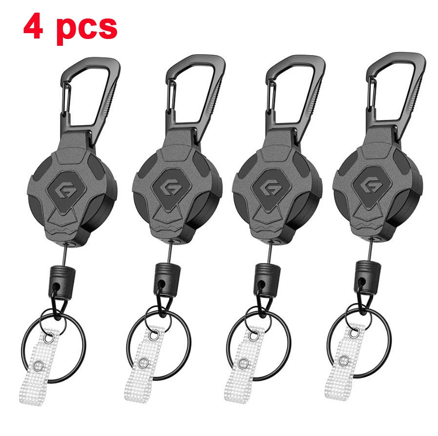 GITFOS Retractable Keychain Heavy Duty Tactical ID Badge Reel Strap Holder With Phone clip fastener Retractable Cord KeyRing