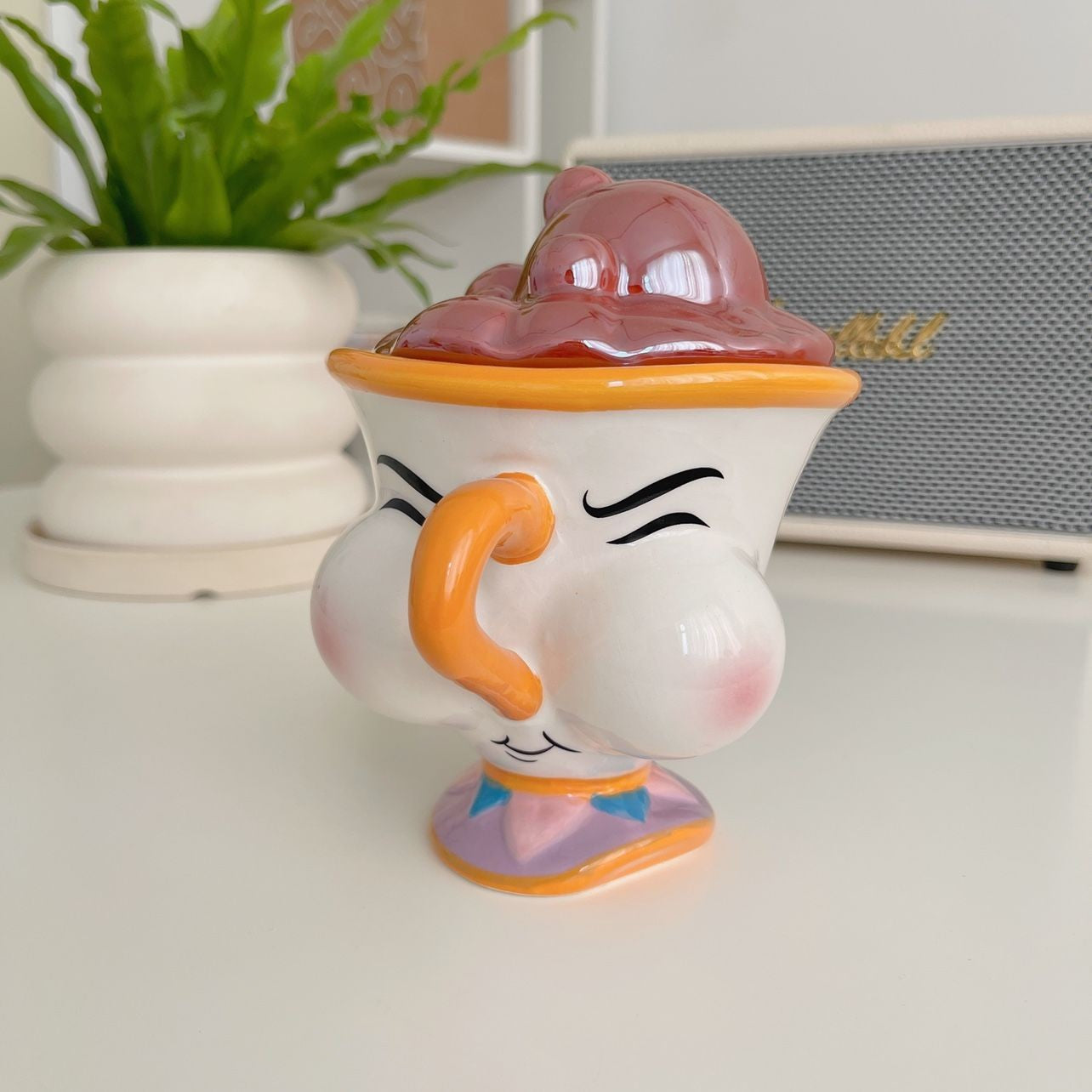 Disney Beauty and The Beast Ceramic Mug with Lid Cartoon Creative Coffee Cup for Milk Tea  Office Home Use Gift for Women Girls