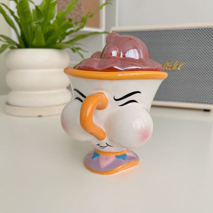 Disney Beauty and The Beast Ceramic Mug with Lid Cartoon Creative Coffee Cup for Milk Tea  Office Home Use Gift for Women Girls