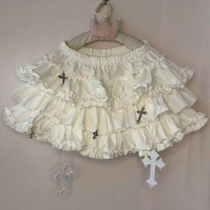 Japanese Y2k Cute Ruffled Plaid Skirt Punk Rock Subculture Cake Skirts Japanese Preppy Style Casual New 2025 Women Skirts