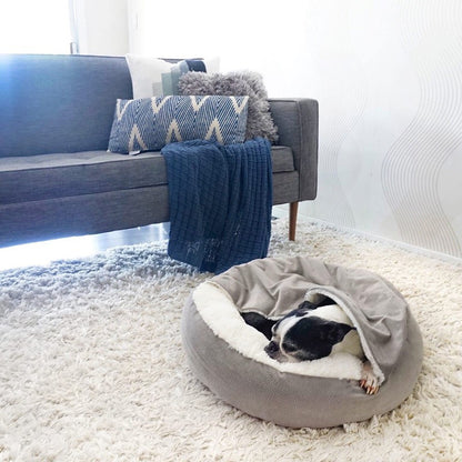 Cama Ortopédica Benepaw para Cães com Manta com Capuz Quente de Inverno Impermeável Resistente à Sujeira Casa para Gatos e Filhotes Confortável Lavável na Máquina
