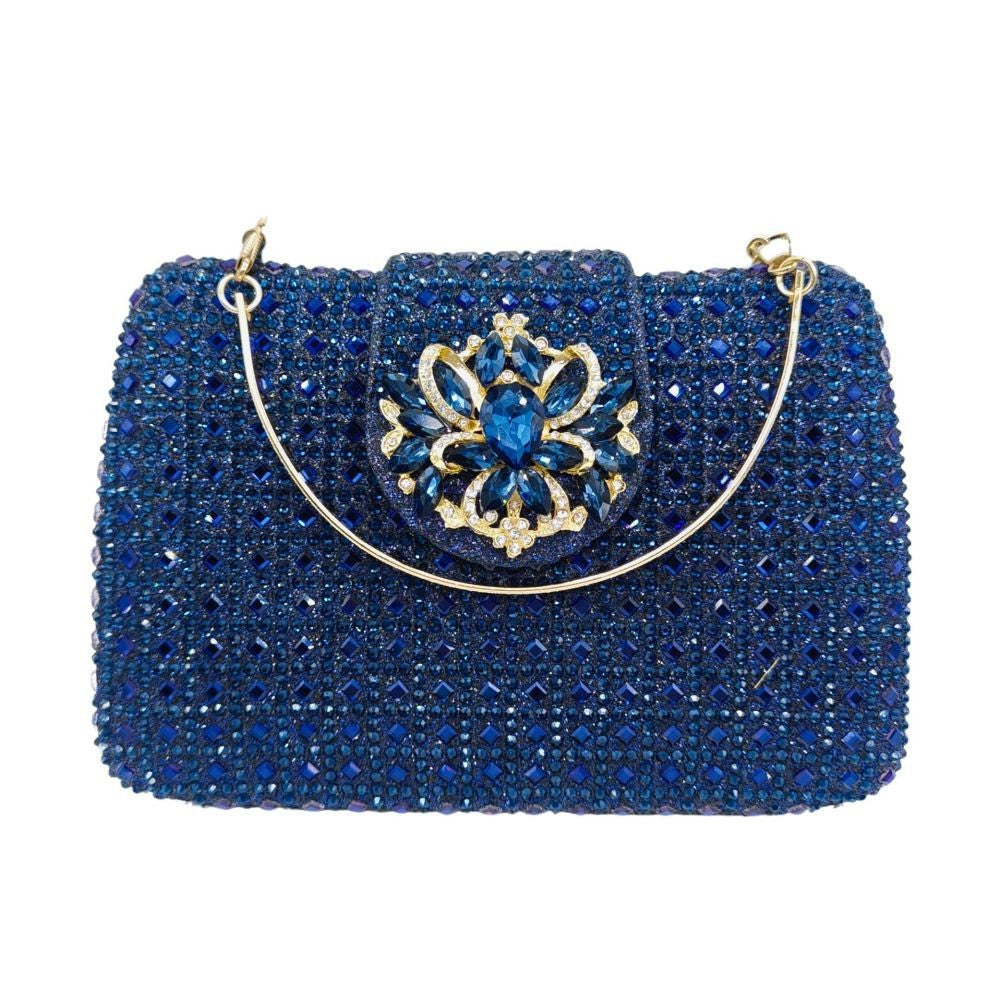 Sparkling Rhinestone Clutch Bag Lady Crystal Evening Purse Luxury Metal Handle Chain Handbag Wedding Party Dinner Diamond Bags