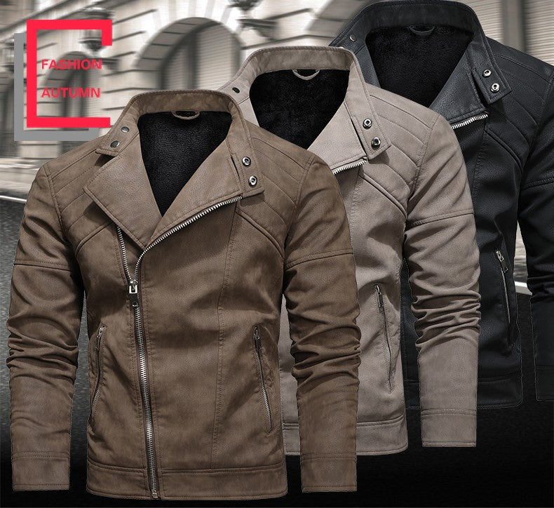 2025 Fashion Leather Jacket Men Winter Fleece Warm Zipper Motorcycle Coats Mens Fashion New Biker PU Jackets Slim Overcoat
