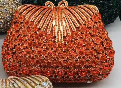 Women Gold Color Flower Rhinestones Clutch Bags Crystal Evening Purse Stones Metal Clutches Small Minaudiere Handbag Wedding Bag