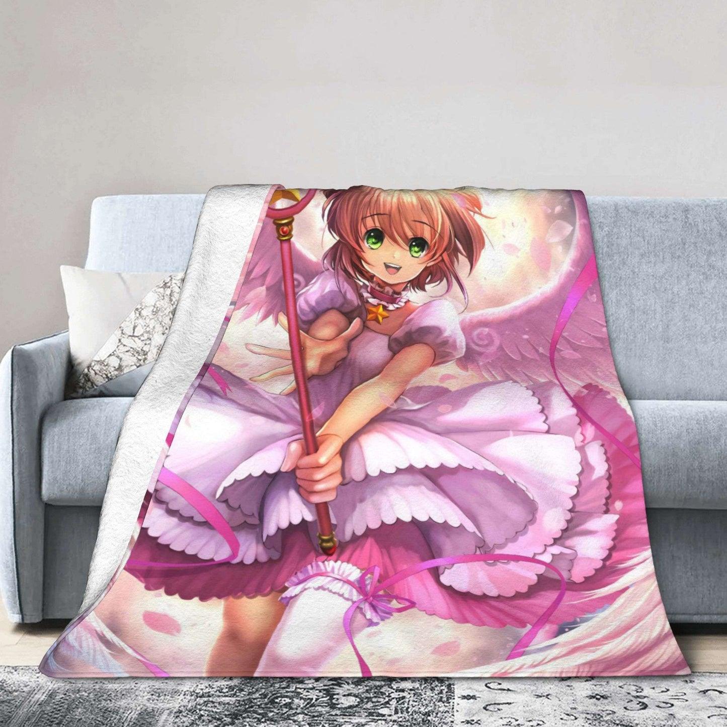 Anime Cardcaptor Sakura Cobertor de flanela, verão, portátil, super macio, mantas para casa, sofá, colcha fina de pelúcia