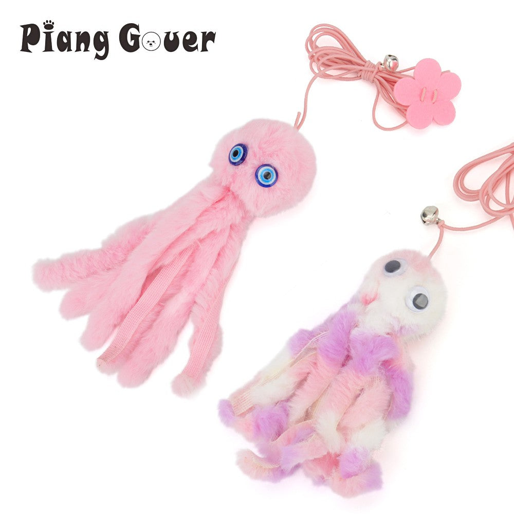 Brinquedo Pequeno de Polvo para Gatos, Brinquedo para Gatos com Ventosa, Lula Retrátil Pendurada na Porta, Suprimentos para Animais de Estimação, Interativo
