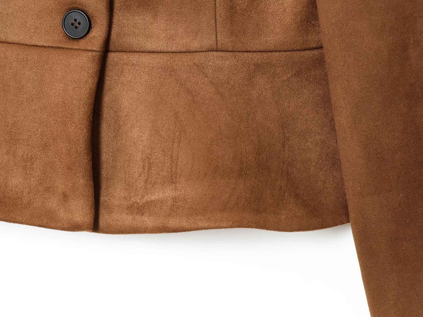 NERHEFZ Autumn Women Leather Jacket with Flared Hem Long Sleeve O Neck Button Jacket Causal Lady Coats Female Tops