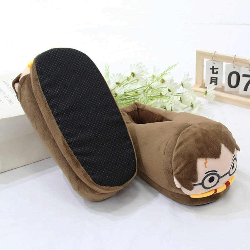Presente surpresa de pantufas de algodão fofas do Harry Potter, quentes e grossas do casal Potter, de pelúcia de inverno para ambientes internos e sapatos respiráveis.