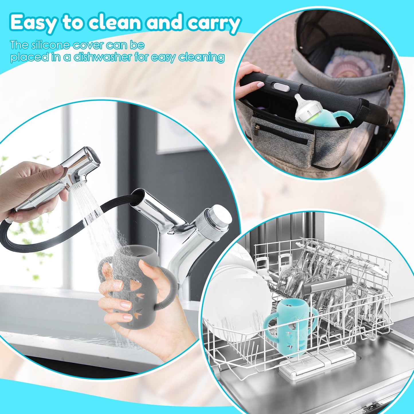 3Pcs Silicone Bottle Sleeves for Dr. Brown's Glass Baby Bottles Food-Grade Silicone Bottle Sleeves Insulated Baby Bottle Cover