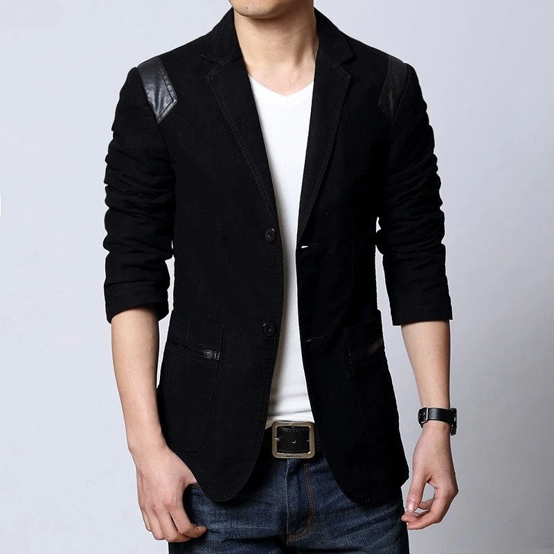 Cotton Business Casual Men Blazer Fashion Trend Slim Fit Solid Color Jacket Large Size M-6XL Khaki Black Brown Suit Coat