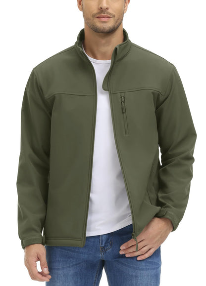 TACVASEN Waterproof Softshell Jackets Mens Winter Fleece Lined Work Jackets Zipper Pocket Outdoor Jacket Male Windbreaker