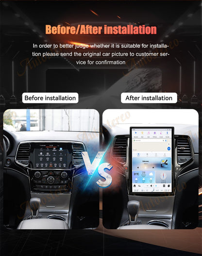14.4 Polegadas Android 8+128GB para JEEP Grand Cherokee 2010-2021 Estilo Tesla Carro GPS Navegação Multimídia Player Rádio Toca-fitas Central