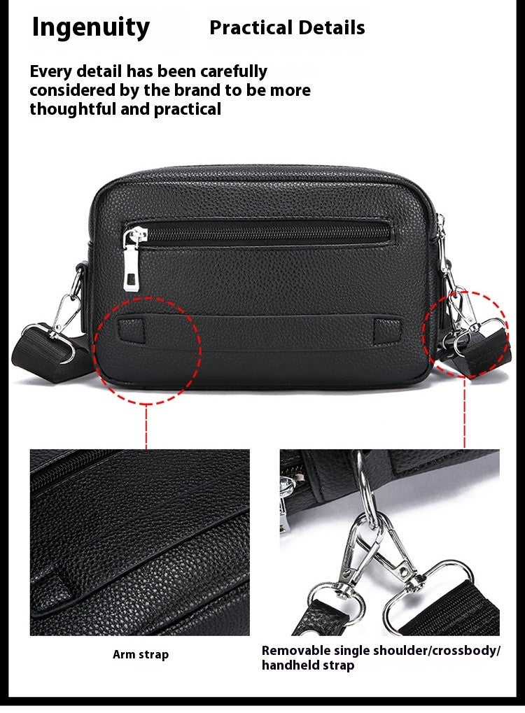 New Style Casual Men's Single Shoulder Bag - Portable Side-Hand Carrying Bag With Wrist Strap - Business-Style Crossbody Bag