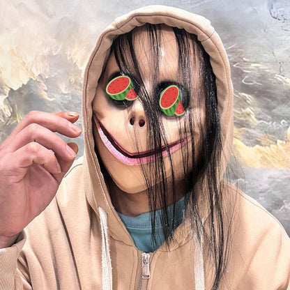 Funny Scary Halloween Mask Exaggerated Monster Face Mask Long Hair Spooky Cosplay Costume Accessory for Adults Party Deco Gift