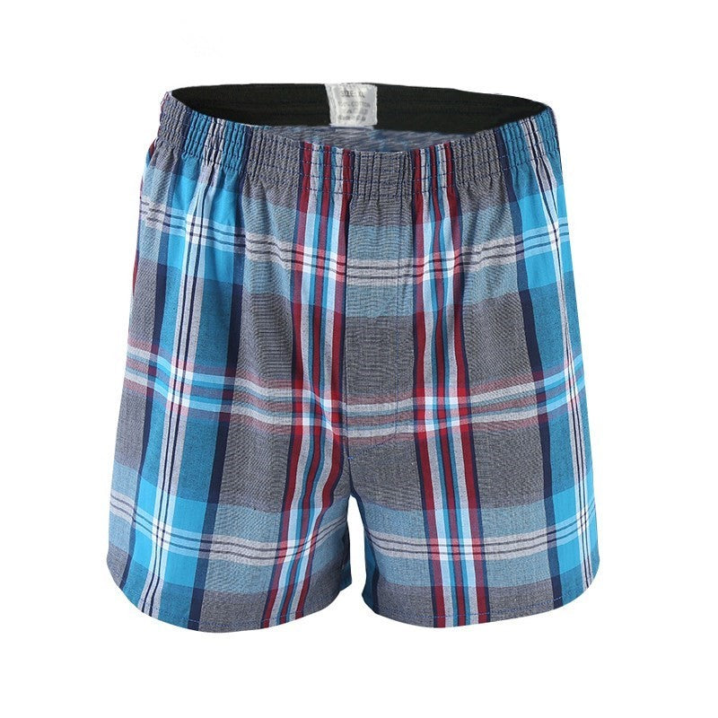 4Pcs Boxer Men Underwear Cotton Man Short Breathable Plaid Woven Shorts Boxer Male Underpants Plus Size Pajamas Sleep Bottoms