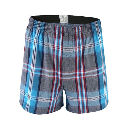 4Pcs Boxer Men Underwear Cotton Man Short Breathable Plaid Woven Shorts Boxer Male Underpants Plus Size Pajamas Sleep Bottoms