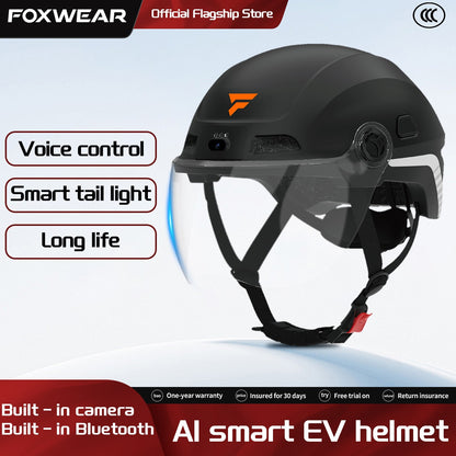2025 Novo Capacete de Moto Inteligente com Câmera e Fone de Ouvido Bluetooth Meio Capacete Masculino Cascos Para Moto Quatro Estações DOT