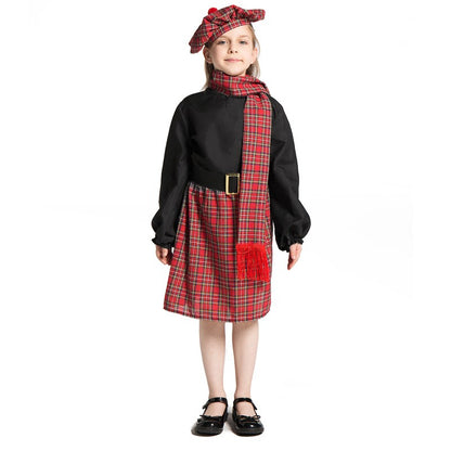 Boys Ethnic Scottish Tartan Clansman Cosplay Outfit Kids Around The World Book Day Week Halloween Party Costume