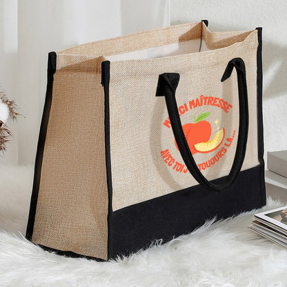 French Quote Peach Print Canvas Tote Bag Teacher Gift Beach Bags Casual Shoulder Bag Women Daily Handbag