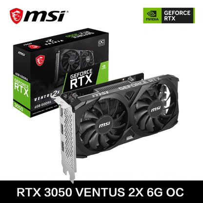 Placa de Vídeo MSI GeForce RTX 3050 VENTUS 2X 6G OC para Jogos 6GB GDDR6 96-bit HDMI DP PCI-E 4.0x8 Desktop Nova Placa de Vídeo para Jogos