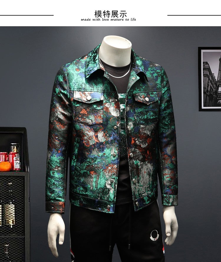 2025 Spring Vintage Jacquard Jacket Men Luxury Casual Business Social Jacket Social Streetwear Bomber Jacket Men Clothing M-4XL