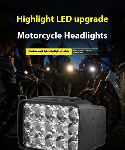 Motorcycle Headlight 15 LED Driving Spot Light Fog White Motorbike ATV UTV Truck 6000-6500K White 2000LM Aluminum Alloy Waterpro