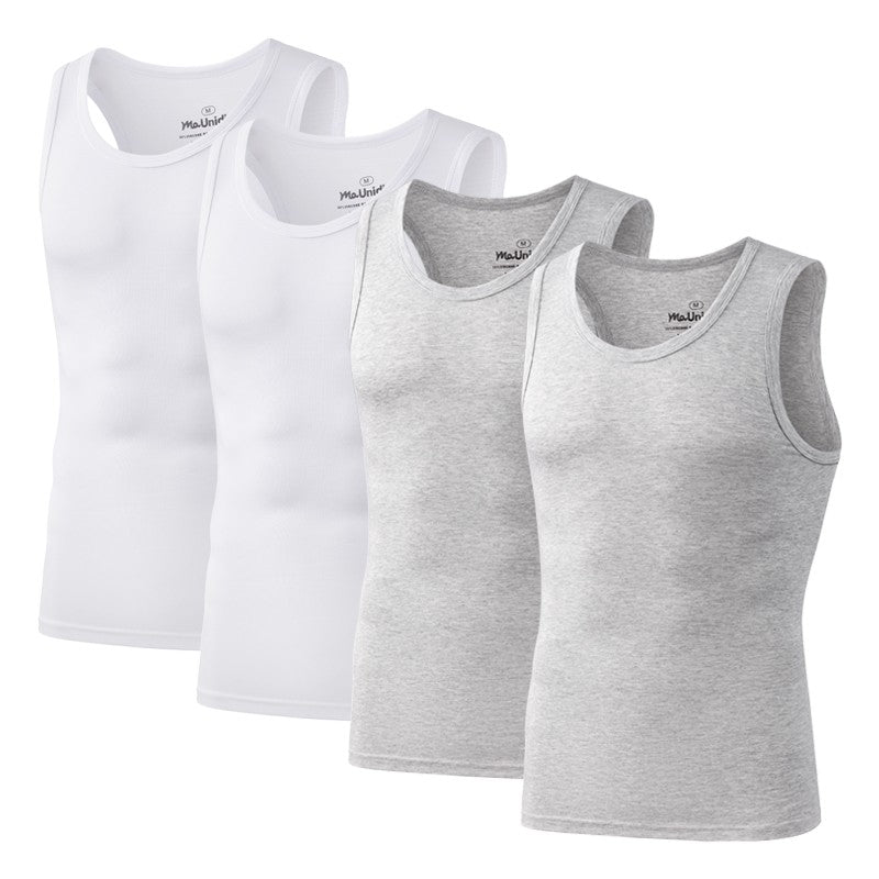 4Pcs/Pack Man Sleeveless T-shirt Solid Color Men's Tank Top Bamboo Fiber Undershirts Men Vest Suitable wear inside or outside