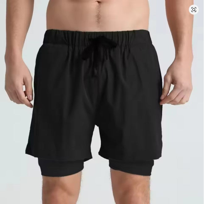 Men's sports double-deck shorts Fitness Quick Dry Training Shorts Casual 2 In 1 Multi-pocket sweatpants Men Gyms Running shorts