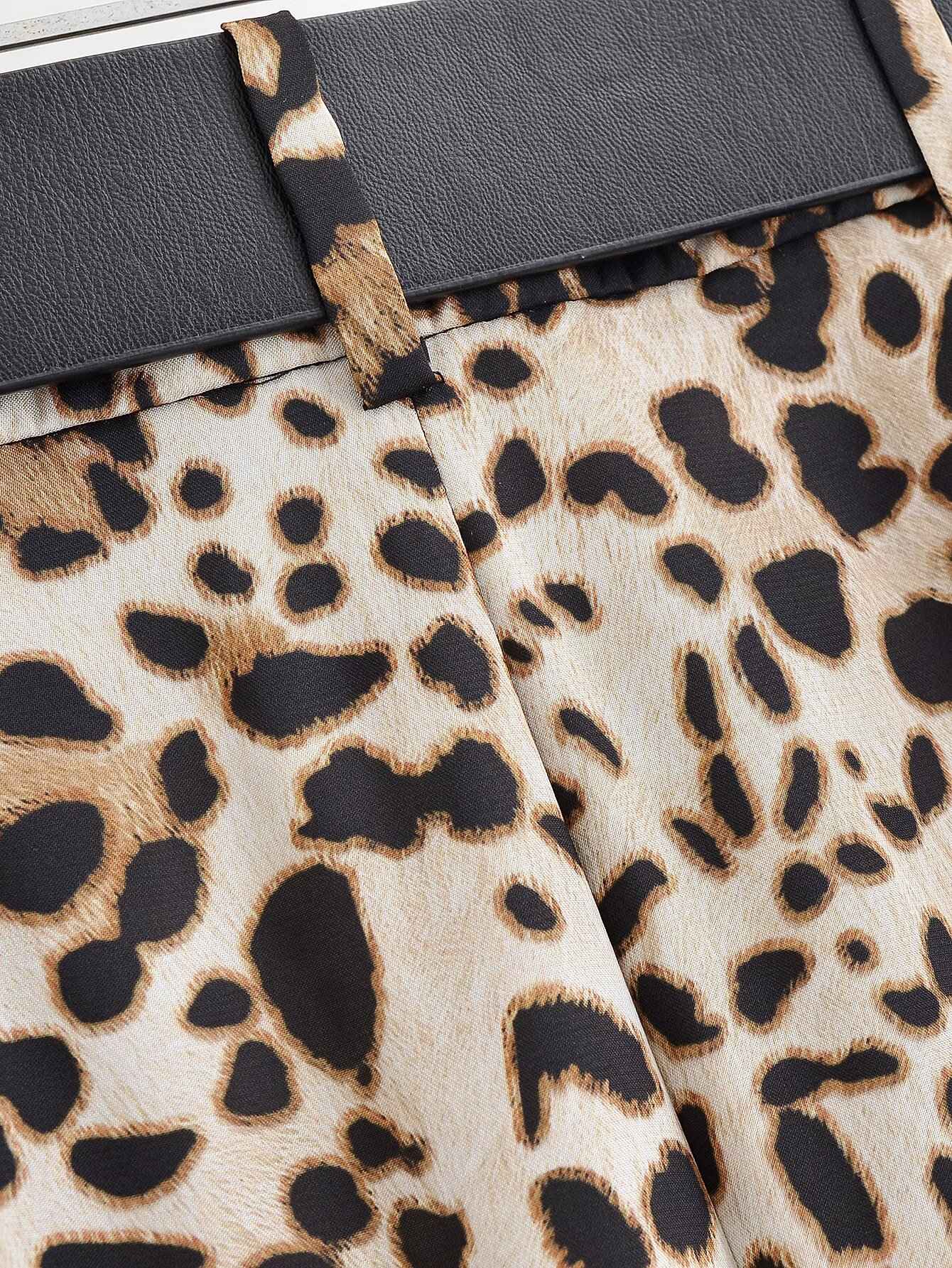 UNIZERA Leopard Satin with Belt High Waisted Trousers Wide Leg Pants Women's Clothing 2025 Summer New Arrivals Casual Pants