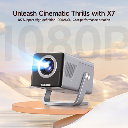 Magcubic 8K Suporte HD 1080P 1000ANSI Projetor X7 Com Alto-falante de 5W Android 14 WiFi6 BT5.4 Projetor de Home Theater e Vídeo para Uso Externo