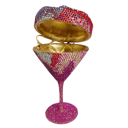 XIYUAN Women Luxury Branded Martini Crystal Evening Bag Elegant Cup Diamond Bridal Handbag Wedding Party Purses Lady Gift Clutch