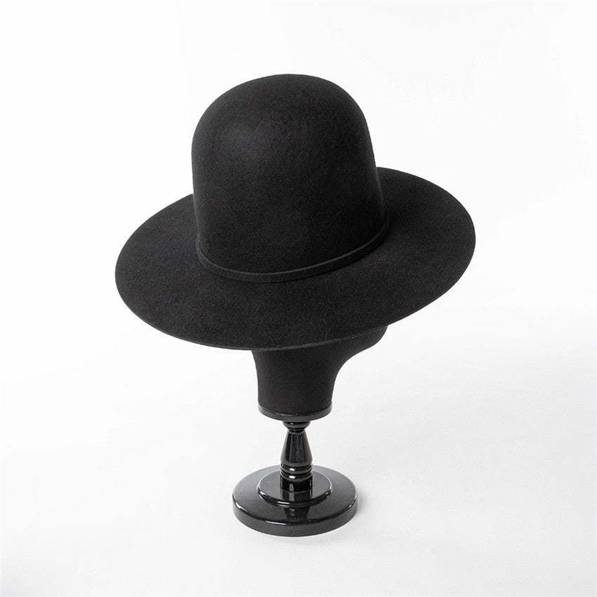 202409-HH2103B ins elegante chapéu de feltro de inverno de lã com coroa alta e cinto 58cm de circunferência modelo desfile chapéu de sol masculino feminino para lazer