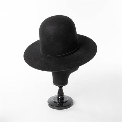 202409-HH2103B ins elegante chapéu de feltro de inverno de lã com coroa alta e cinto 58cm de circunferência modelo desfile chapéu de sol masculino feminino para lazer
