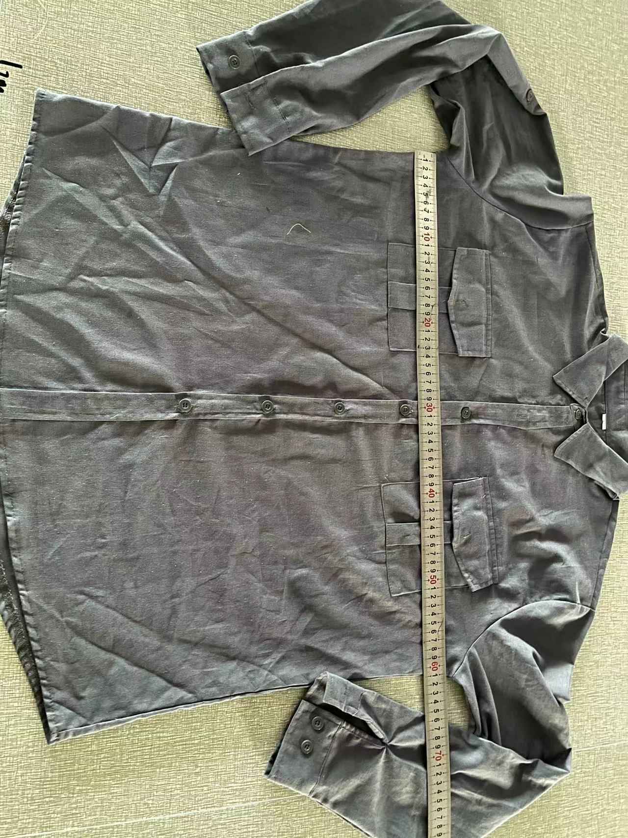 Business Men's Single-breasted Shirt Double Pocket Cotton Linen Long-sleeved Shirt Casual Vacation Shirt