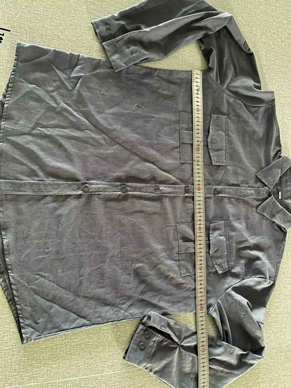 Business Men's Single-breasted Shirt Double Pocket Cotton Linen Long-sleeved Shirt Casual Vacation Shirt