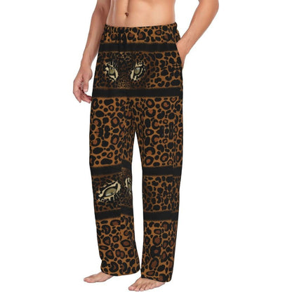 Custom Leopard Print Pajama Pants Men's Animal Skin Sleepwear Lounge Sleep Bottoms Stretch with Pockets