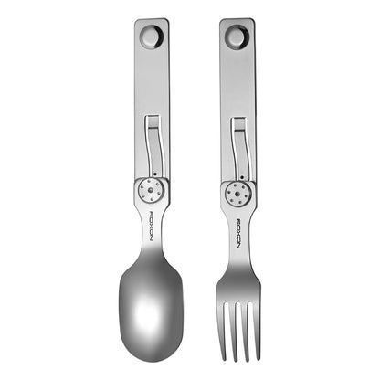 Roxon C2 Utensílio para Acampamento, Talheres Dobráveis Destacáveis 2 em 1 com Garfo e Colher para Ambientes Externos, Acampamento, Caminhada, Fácil de Transportar e Altamente