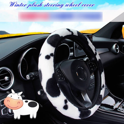 Capa de Volante de Inverno Leopard Quente Fofa para Mulheres. Capa de Volante Universal de Pelúcia para Carro, SUV Universal 15 polegadas