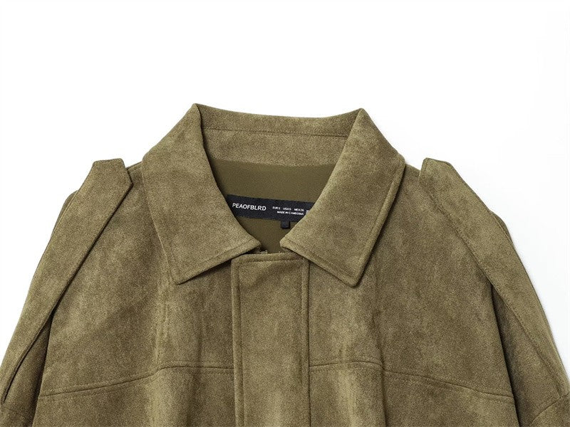 Women's Jacket Fall 2025 New Solid Color Long-Sleeved Faux Suede Loose Bomber Jacket Casual Fashion Personality Versatile