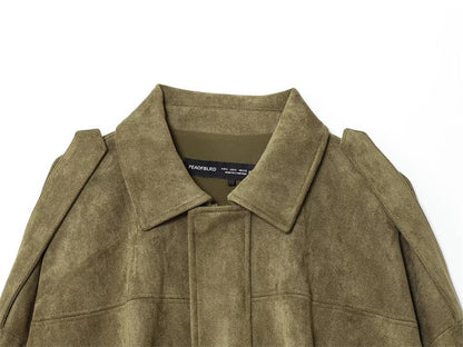 Women's Jacket Fall 2025 New Solid Color Long-Sleeved Faux Suede Loose Bomber Jacket Casual Fashion Personality Versatile