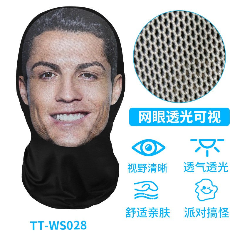 New 3D Printed Funny Mask Elastic Mesh Disguise Full Face Mask for Men Women Cosplay Headwear Hip Hop Fashion Hood Hat Headgear