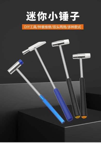 1un Mini Martelo Ferramenta de Reparo Martelo de Borracha de Metal Martelo Portátil de Cabeça Dupla para Joias DIY Reparo de Relógios Ferramentas Manuais