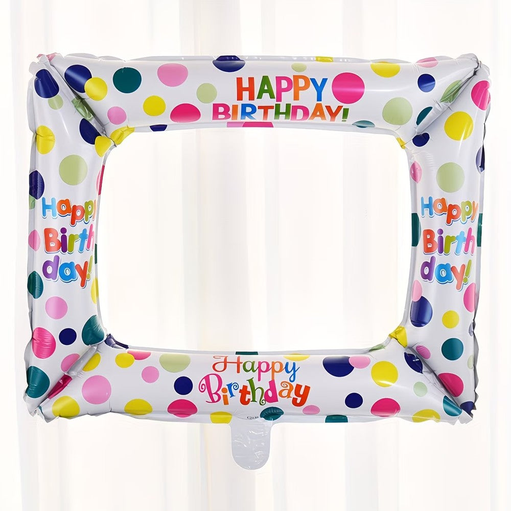 1pc 55.88 cm Photo Frame Foil Balloon with "Happy Birthday!" Written on It - Design - Perfect for Birthday Party Decorations And