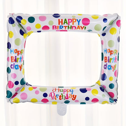 1pc 55.88 cm Photo Frame Foil Balloon with "Happy Birthday!" Written on It - Design - Perfect for Birthday Party Decorations And