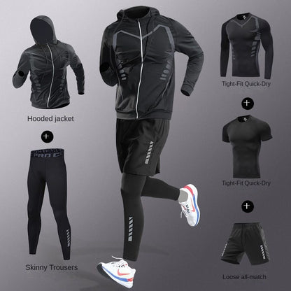 3-7Pcs Men's Ice Fiber Quick-Dry Running Fitness Full Set/Suit Tracksuit For Marathon, Training Cycling?Jogging,Gym? sweatpants