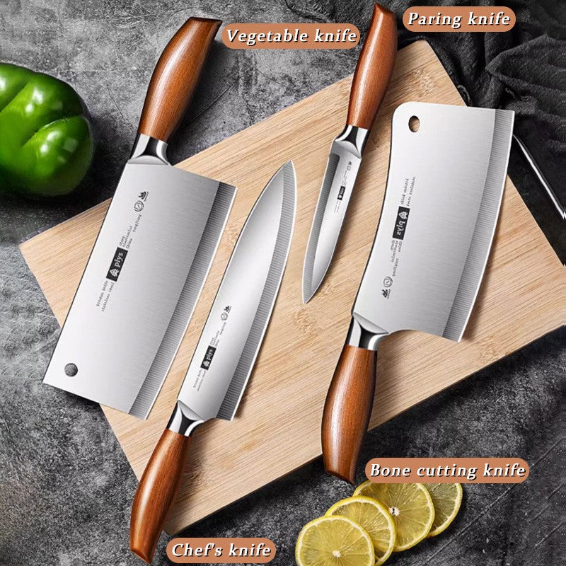Conjunto de facas de cozinha profissionais de 4 peças, cutelo afiado para casa, fatiador multiuso, faca de chef profissional, faca de legumes de lâmina fixa